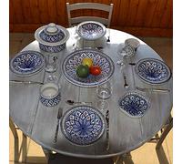 Service à couscous assiettes Tebsi Bakir bleu - 8 pers