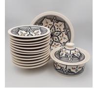 Service à couscous assiettes Tebsi Marocain noir - 12 pers