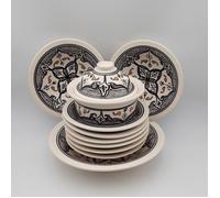 Service à couscous assiettes Tebsi Marocain noir - 8 pers