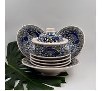 Service à couscous assiettes Tebsi Poissons Bleus - 6 pers