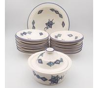 Service à couscous assiettes Tebsi Sahel bleu - 12 pers