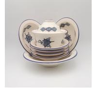 Service à couscous assiettes Tebsi Sahel bleu - 6 pers