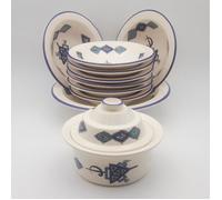 Service à couscous assiettes Tebsi Sahel bleu - 8 pers