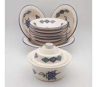 Service à couscous assiettes Tebsi Sahel bleu - 8 pers