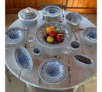 Service à couscous assiettes Tebsis Bakir turquoise - 6 pers