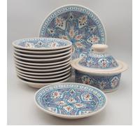 Service à couscous Marocain turquoise assiettes creuses - 12 pers