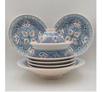 Service à couscous Marocain turquoise assiettes creuses - 6 pers