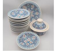 Service à couscous Marocain turquoise assiettes Tebsi - 12 pers