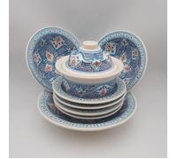 Service à couscous Marocain turquoise assiettes Tebsi - 6 pers