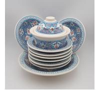 Service à couscous Marocain turquoise assiettes Tebsi - 8 pers