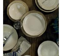 Service à dîner à la cannelle (24 pièces), 100% porcelaine, avec assiettes, bols et assiettes à dessert, passe au lave-vaisselle et au micro-ondes, design élégant et durable
