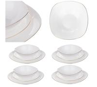 Service à dîner KADAX Blanc & Doré Moderne, 4 Ensembles, Design Épuré