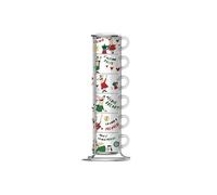 Bialetti – Service à expresso Italy – 6 tasses avec support – Porcelaine multicolore
