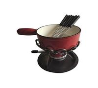 Table&cook Service à fondue DSBRGSAF24 6 personnes Ø24 cm réchaud fer forgé 6 fourchettes Rouge