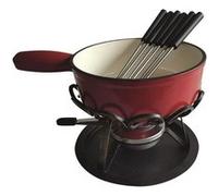 Table&cook Service à fondue DSBRGSAF24 6 personnes Ø24 cm réchaud fer forgé 6 fourchettes Rouge