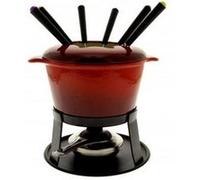 Service à fondue - Non spécifié - Rouge - 6 fourchettes - Réchaud inclus - Fonte émaillée