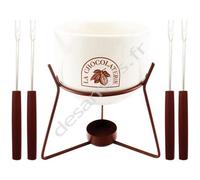 Service à fondue au chocolat 1 caquelon et 4 fourchettes