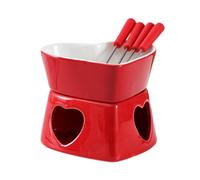 Service À Fondue Au Chocolat - Tasse À Fondue En Céramique Avec 4 Fourchettes | Pot De Fusion Individuel Au Beurre De Fromage Auu Chocolat | Chauffe-plat Chauffé À Fonduee Pour Bonbons, Collations, De