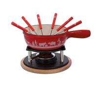 Rotel 1510150 Service à fondue au fromage, fondue traditionnelle Suisse, 2L, 6 personnes, set à fondue, Fonte d'aluminium, Bois, Plastique, Emaille, 21 x 31 x 17,2 cm, diamètre 21 cm