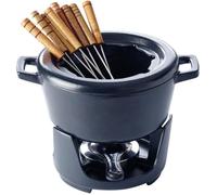 Service à fondue - BEKA - 2 L - Fonte émaillée - Noir - 8 fourchettes incluses