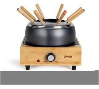 ¿ Service À Fondue Électrique Doc287 ¿ Capacité : 2 L ¿ Pour 8 Personnes ¿ Puissance : 800 W ¿ Caquelon En Acier Avec Revêtement Antiadhésif - Support En Bambou ¿ Plaque Chauffante En Aluminium