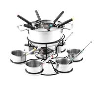 Service à fondue électrique jusqu'à 8 personnes, avec 8 fourchettes à fondue et thermostat continu, service à fondue avec 6 fourchettes et bol en acier inoxydable, bol en céramique, support et brûleur