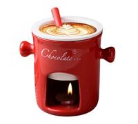 Service à Fondue en céramique - Tasse à Chocolat, Petit Pot à Fondue | Mini Tasse à fondu avec Chauffe-Bougie, TASE à Dessert Portable, Pot à Chocolat sucré, kit Compact pour fêtes, Pique-niques, pl