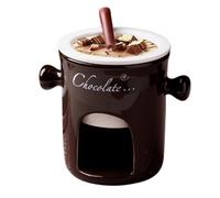 Service à fondue en céramique - Tasse à chocolat, petit pot à fondue | Mini tasse à fondu avec chauffe-bougie, tase à dessert portable, pot à chocolat sucré, kit compact pour fêtes, pique-niques, pl