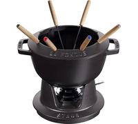 Service À Fondue En Fonte, Avec 6 Fourchettes À Fondue, Pour Fondue Savoyarde, Bourguignonne Et Au Chocolat, Ø 20 Cm, Noir Mat