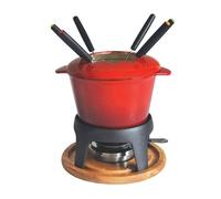 Service à fondue en fonte émaillée 6 personnes Baumalu D16.5 Rouge