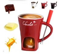 Service à fondue personnel avec fourchette de service, gobelet individuel pour chocolat et fromage, idéal pour les rendez-vous