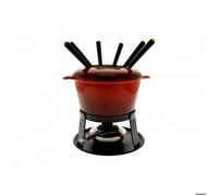 Service à fondue - TABLE&COOK - Rouge - 6 fourchettes - Réchaud inclus - Fonte émaillée