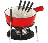 Service à fondue - TABLE ET COOK - 6 personnes - Ø20cm - Réchaud fer forgé - Savoyard - Rouge uni