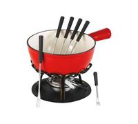 Service à fondue TABLE ET COOK DSBRGSAF20 Caquelon fonte émaillée 21 cm 2,5 L 6 personnes Rouge