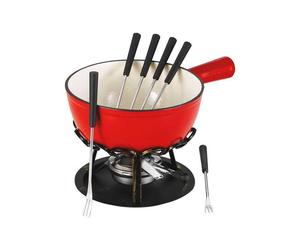 Service à fondue TABLE ET COOK DSBRGSAF20 Caquelon fonte émaillée 21 cm 2,5 L 6 personnes Rouge