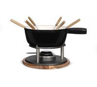 Service À Fondue Tradition Men426C ¿ 6 Personnes, 2,6L, Caquelon Fonte Émaillé, Socle En Acacia