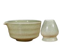 Service à matcha, bol à matcha en céramique avec bec verseur et support pour fouet, 2 pièces, pour bureau, salon de thé, kit pratique pour lattes modernes et cérémonies du thé
