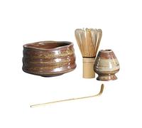 Service à matcha traditionnel fait à la main pour la cérémonie du thé, la cuisine, le restaurant, marron foncé