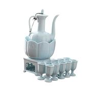Service à saké en céramique, 10 tasses, avec chauffe-boisson (A)