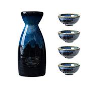Service à saké en céramique Japonaise, céramique, 4 Tasses à saké, 1 Pot à saké, 5 pièces, Ensemble de saké à Liqueur Japonaise Tasses en céramique Traditionnelles en Porcelaine,B