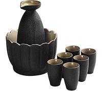 Service à saké, Ensemble de Tasses à saké Japonais, 9 pièces, avec Flacon Thermos et brûleur de Bougies, pour Servir du saké Chaud/Froid
