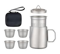 Service à thé - 9,3 x 3,5 x 8,5 cm pour une utilisation portable, 4 pièces avec infuseur et tasses de 50 ml, ensemble d' de thé pour la maison, le camping, la randonnée, les voyages, les