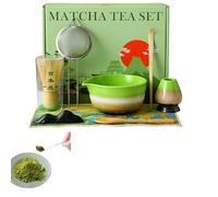 Service à thé à matcha - Kit de matcha japonais de 5/8 pièces avec fouet en bambou, cuillère, bol à bec et chiffon à thé - Set cadeau écologique pour les débutants et les amateurs de thé (couleur