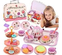 Service à Thé - AMOUNE - 36 pièces - Plastique sans BPA - Valise de transport - Pour enfants 3+ ans