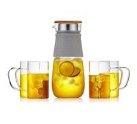 Service à Thé Bouilloire En Verre Résistant Aux Hautes Températures Pour La Maison, Ensemble De Tasses À Eau Froide, Épaissie, Parfaite Pour Le Thé Et Café Pour Le Quotidien(5pcs)