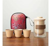 service à thé chinois, tasse à thé chinoise en céramique, 1 ensemble de service à thé de voyage en verre marteau, tasse rapide Portable, sac de voyage spécial for l'extérieur, théière Kung Fu ( Color