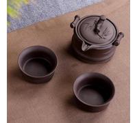 service à thé chinois, tasse à thé chinoise en céramique, Service à thé de voyage en plein air, cadeaux d'affaires portables, un Pot en argile violette, théière à deux tasses (Color : A)