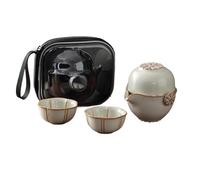 Service A Thé De l'après-Midi Camping En Plein Air Portable Voyage Simplicité Thé Céramique Tasse Rapide Ru Four, Ménage Créatif Un Pot De Trois Tasses Services A Thé(Type-B)