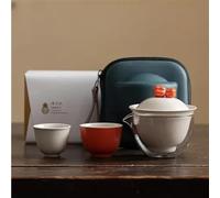 Service A Thé De l'après-Midi Gourde Chinoise Kaki Service Thé Voyage 1 Pot 3 Tasses Soupière Kung Fu Ensemble Théière Portable En Céramique Tasse Rapide Services A Thé