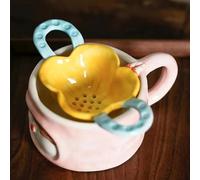 Service A Thé De l'après-Midi Pour Les Outils Thé Puer Filtre À Et Passoire En Céramique Forme Fleur Créative Set Tasses Mug Underglaze Color Process Filter Services A Thé
